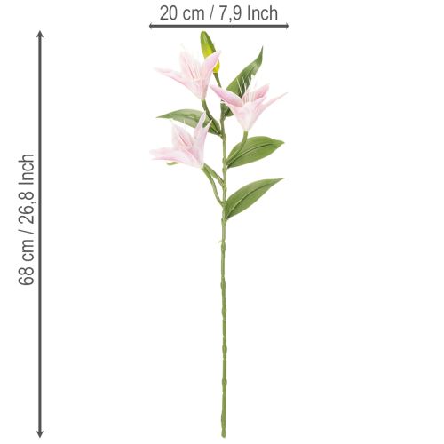 Kunstig liljeblomst, stilkblomst, dekoration, 68 cm, 3 stk. | Floristik24.dk