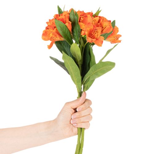 Kunstig Alstroemeria Orange blomst, kunstig buketdekoration, 75 cm, 3 stk. | Floristik24.dk