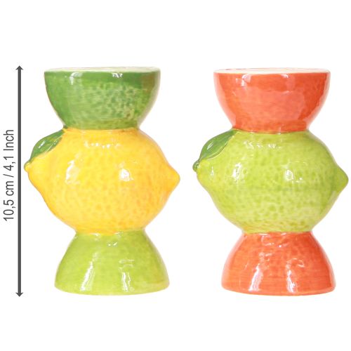 Artikel Lime og citron dekorativ lysestage keramik H10,5cm 2stk