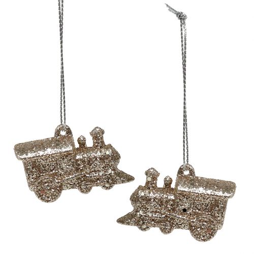 Lokomotiv 4cm champagne med glitter 12 stk