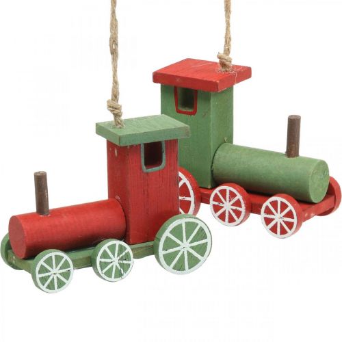 Artikel Lokomotiv juletræspynt træ rød, grøn 8,5 × 4 × 7 cm 4 stk.