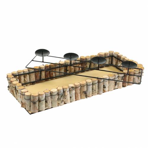 Floristik24 Adventslysbakke med birkekant 44cm