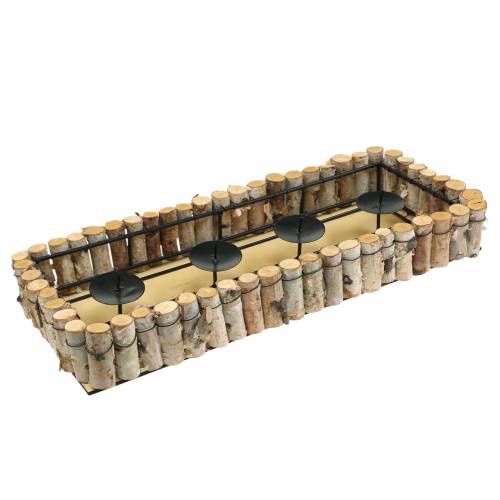 Floristik24 Adventslysbakke med birkekant 44cm