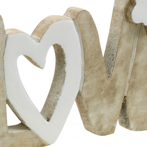 Floristik24 Borddekoration "Love", trædekoration med hjerte og sommerfugl natur, hvid L24cm H17,5cm
