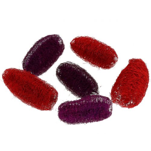 Floristik24 Loofah assorteret lilla, vinrød 9cm - 12cm 50 stk
