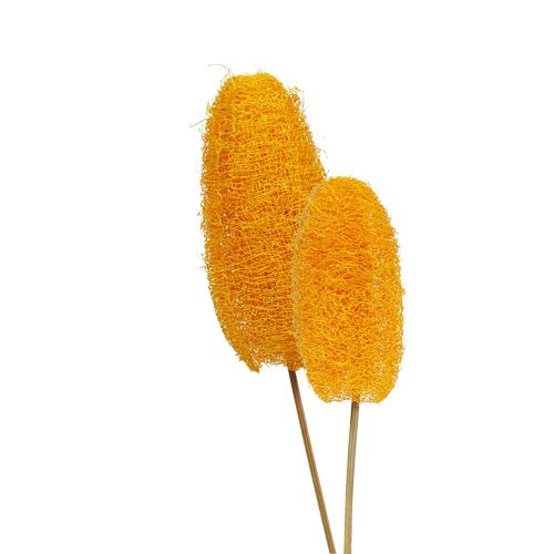 Lille loofah på pind, gylden gul, 25 stk