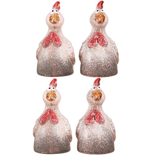 Artikel Sjov dekorativ kylling keramik dekorativ figur påske 10,5cm 4 stk