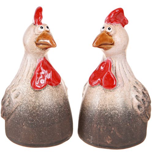 Floristik24 Sjov kylling keramisk dekoration keramisk kylling påske 13,5cm 2 stk