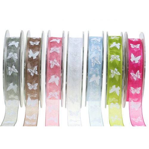Organza bånd sommerfugl 15mm 20m
