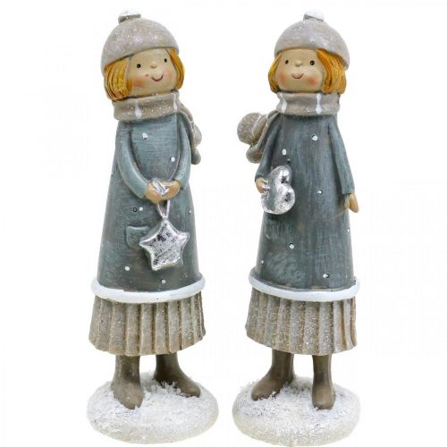 Floristik24 Dekorationsfigurer vinter børnefigurer piger H14,5cm 2stk