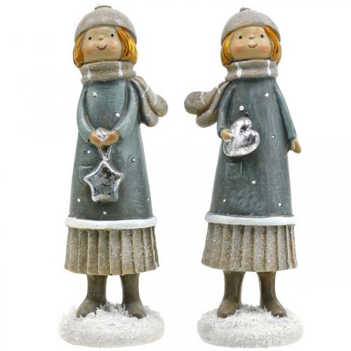 Artikel Dekorationsfigurer vinter børnefigurer piger H14,5cm 2stk