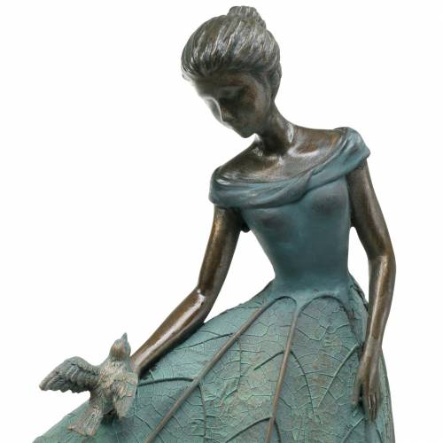 Floristik24 Havefigur pige i blomsterkjole bronze/grøn H52,5cm