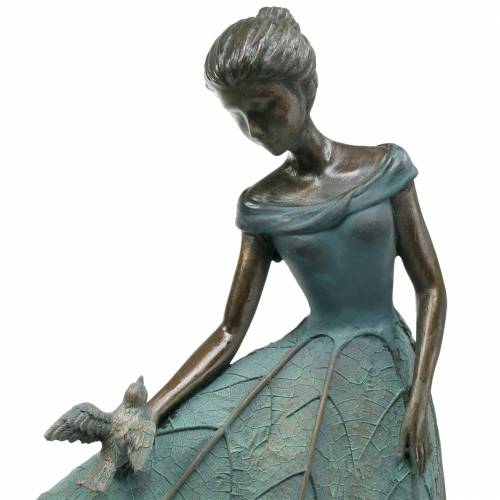 Artikel Havefigur pige i blomsterkjole bronze/grøn H52,5cm