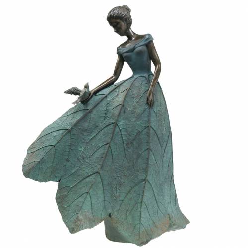 Floristik24 Havefigur pige i blomsterkjole bronze/grøn H52,5cm