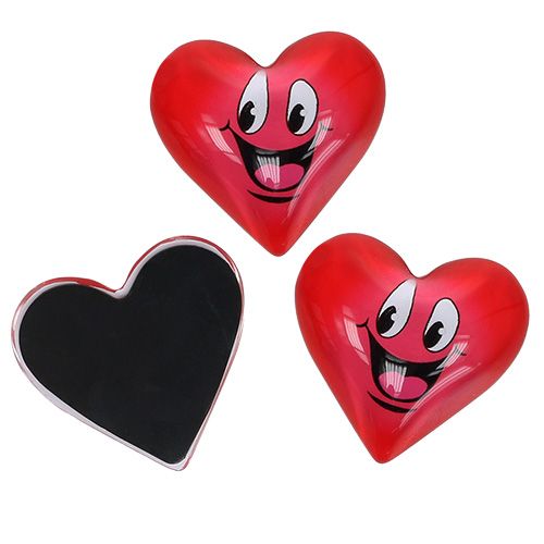 Magnet hjerte emoticon rød 4cm 6stk