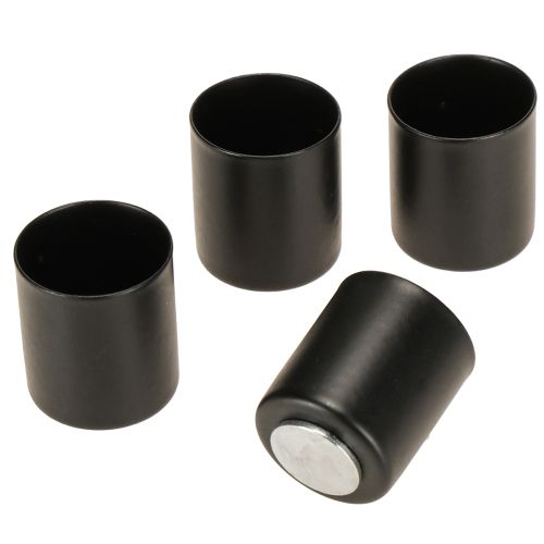 Floristik24 Magnetisk lysestage, sort metal, H3 cm, 4 stk.