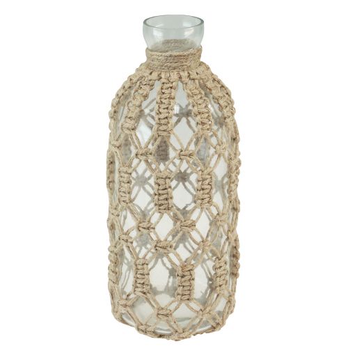 Makrame flaske glas dekorativ vase naturjute Ø10,5cm H26cm