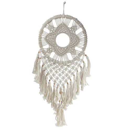 Floristik24 Macrame vægophæng drømmefanger creme vægdekoration 29x72cm