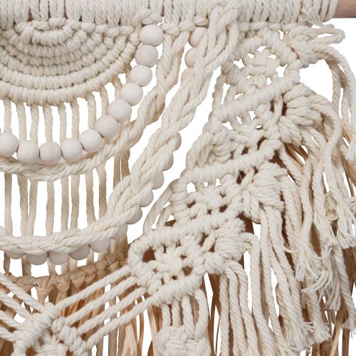 Artikel Macrame vægdekoration boho creme naturlig raffia træ 38x100cm