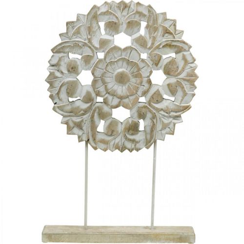 Floristik24 Blomstermandala, trædekoration til placering, sommerdekoration, borddekoration shabby chic natur, hvid H54,5cm Ø34cm