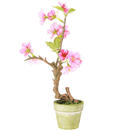 Artikel Kunstigt mandeltræ i potte med lyserøde blomster H28cm