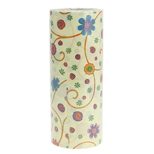 Floristik24 Manchetpapir 25cm 100m creme med blomster
