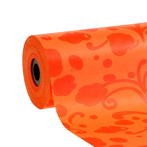 Floristik24 Manchetpapir orange med mønster 25cm 100m