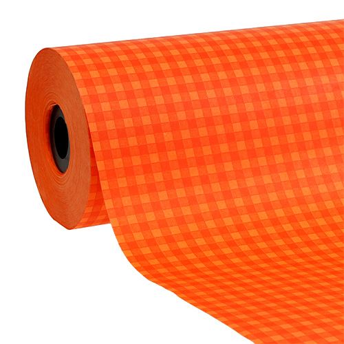 Floristik24 Manchetpapir 37,5 cm Orange Check 100m