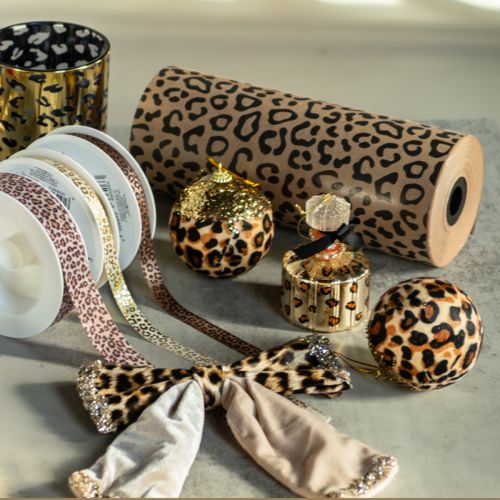 Artikel Manchetpapir, leopardmønster, rulle 25 cm 100 m, gaveindpakning