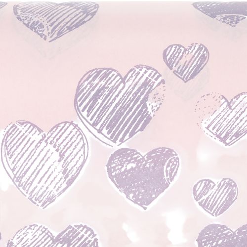 Artikel Blomstergavepapir med hjertemotiver til dekorative blomsterkreationer, 25 cm x 25 m