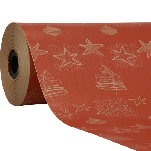 Floristik24 Manchetpapir silkepapir rødt stjernepapir 25cm 100m