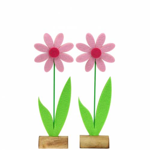 Floristik24 Filt blomst lyserød 27cm 4stk