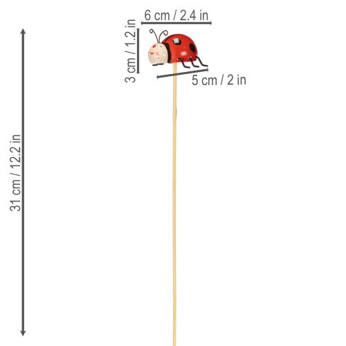 Artikel Mariehøne havepæle, dekoration til forår og sommer, blomsterdekoration, 31 cm, 4 stk.