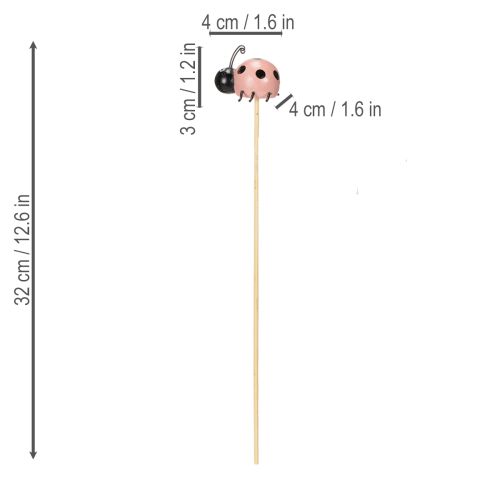 Artikel Mariehøne dekorative figurer til urtepotter og blomsterarrangementer til forårsdekoration, 32 cm, 16 stk.