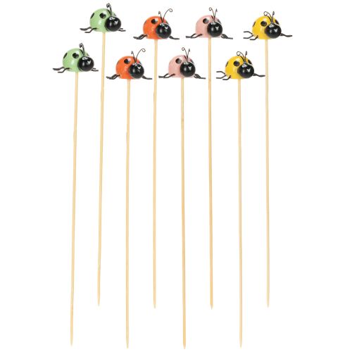 Artikel Mariehøne dekorative figurer til urtepotter og blomsterarrangementer til forårsdekoration, 32 cm, 16 stk.