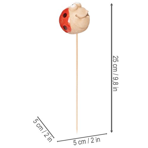 Artikel Mariehøne havepæle, dekorativ blikfang til havedekoration, 25 cm, 4 stk.