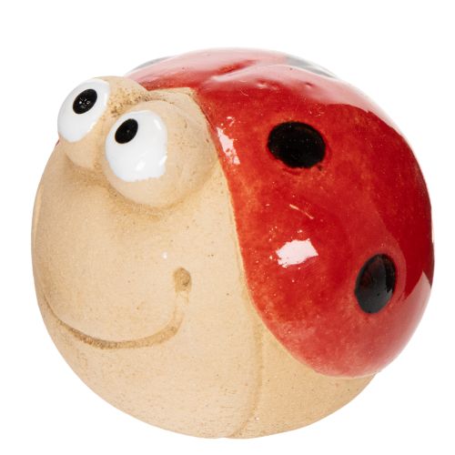 Dekorativ keramikfigur af mariehøne til munter havedekoration og vindueskarme, 7 cm, 3 stk.