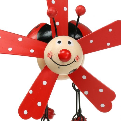 Floristik24 Wind chime mariehøne træ rød 12cm