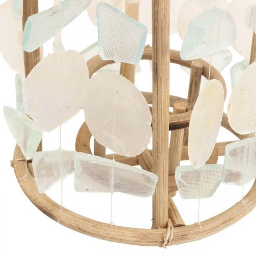 Floristik24 Maritim dekorationslanterne Capiz træglas natur Ø17,5cm H34cm