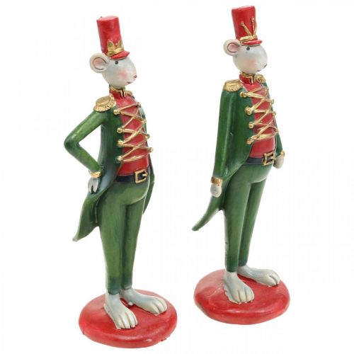 Floristik24 Julemus dekorativ figurmus i uniform 6 × 4,5 × H14,5cm 2 stk.