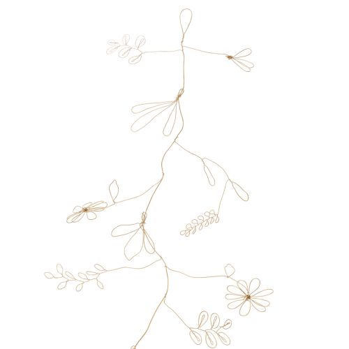 Artikel Metal blomsterdekorationsguirlande, tråd til blomsterkrans, sommerdekoration, vægdekoration, guld, 110 cm