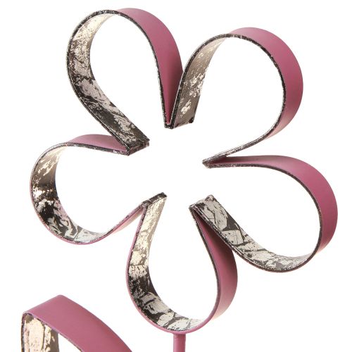Artikel Metal dekoration Blomst på træbase Gammel Pink Sølv H29cm