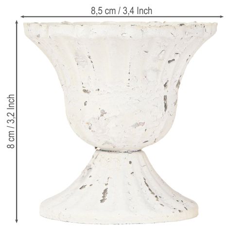 Artikel Metal Dekorativ Kop Small Shabby Chic Hvid Ø8,5cm H8cm 2stk