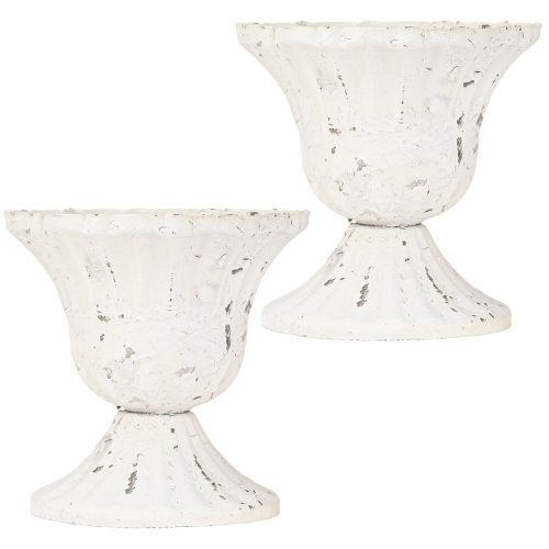 Artikel Metal Dekorativ Kop Small Shabby Chic Hvid Ø8,5cm H8cm 2stk