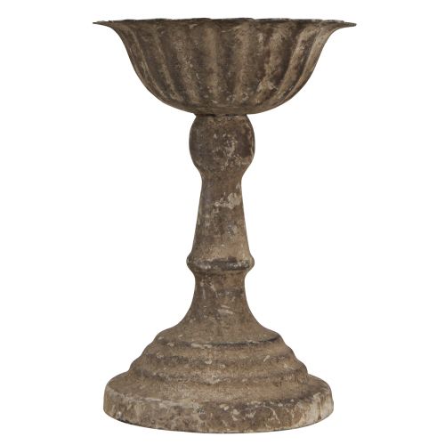 Artikel Metal dekorativ skål på fod bæger antik gråbrun Ø12cm H18cm
