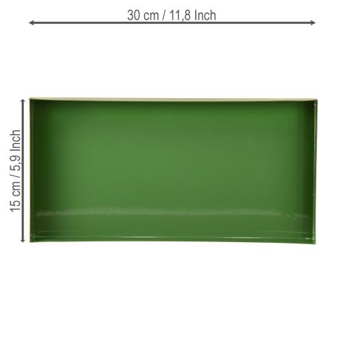 Artikel Metaldekorationsbakke rektangulær metalbakke grøn 30×15 cm