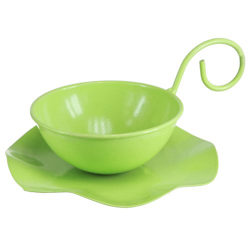 Artikel Dekorativ metalkop med underkop lysegrøn H8cm Ø11,5cm 2stk