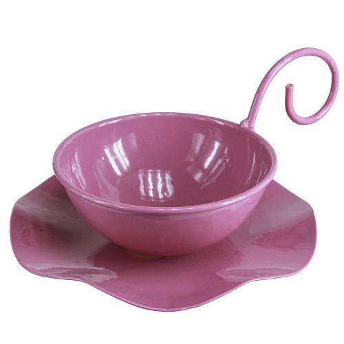 Artikel Metal dekorativ kop med underkop pink H8cm Ø11,5cm 2stk
