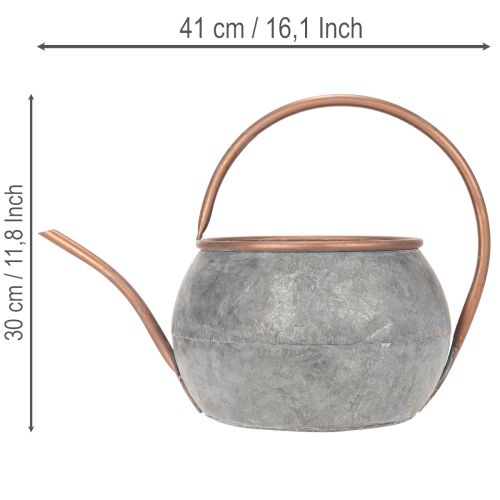 Metal dekorativ vandkande, vintage landstil, havedekoration, til plantning, sølv kobber, L41cm Ø26cm H30cm | Floristik24.dk