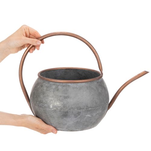 Metal dekorativ vandkande, vintage landstil, havedekoration, til plantning, sølv kobber, L41cm Ø26cm H30cm | Floristik24.dk